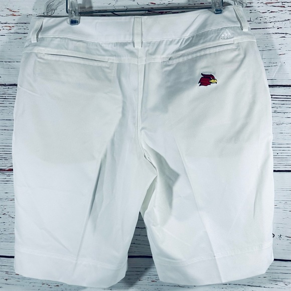 Adidas Shorts Womens Size 16 Plus Clima Lite Flat Front Bermuda White Split Hem - Picture 9 of 12